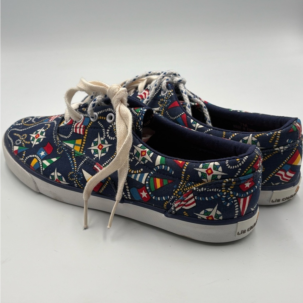 Vintage Liz Claiborne Nautical Canvas Sneakers Navy Blue Womens Size 7M - Picture 9 of 12